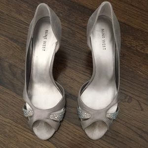 Nine West silver peep toe heels